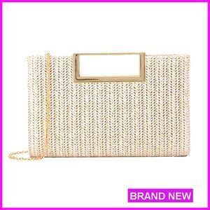 Straw Woven Clutch Evening Bag Crossbody Purse Top Handle Beach Summer
